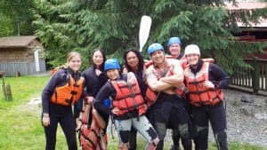 singles club members excited to go kayaking